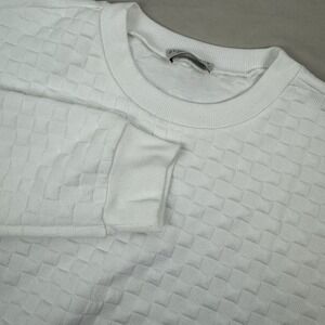PAPER CRANE Womens Long Sleeve WHITE Crop Sweater 3D Cube Anthropologie‎ - L